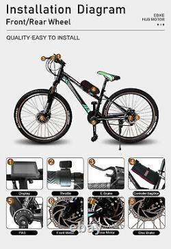 Kit de conversion de vélo électrique 20-29 pouces 700C 36V 48V 350-2000W Roue de moteur de moyeu sans balais