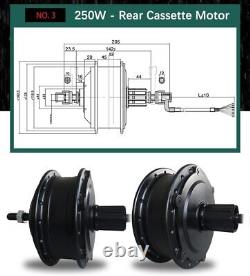 Kit de conversion électrique pour vélo électrique 36V48V 250W moteur avant arrière moteur de cassette rotatif