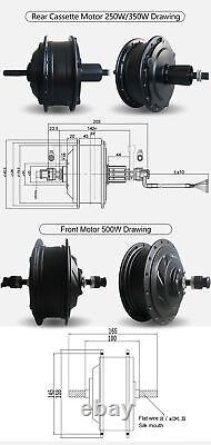 Moyeu moteur de roue avant arrière 36V 48V 250W 350W 500W pour kit de conversion de vélo électrique