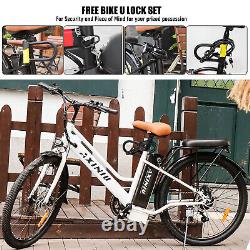 Vélo électrique 500W 26'' 7 vitesses Fat Tire Snow Beach City E-bike Blanc/Noir